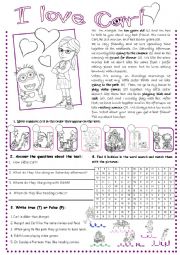 English Worksheet: Minions Reading