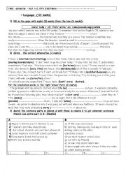 English Worksheet: 9th mid -semester1 test n2 (2017-2018) 