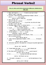 English Worksheet: PHRASAL VERBS 2