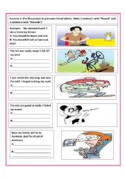 English Worksheet: SHOULD / SHOULDNT  MUST / MUSTNT -- MODALS USAGE PRACTICE