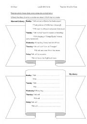 English Worksheet: diary notes