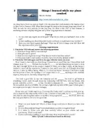 English Worksheet: 2 things i learnt when my plane crashed (if- and wish-sentences)