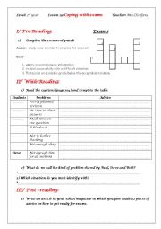 English Worksheet: Lesson 19 coping with exams