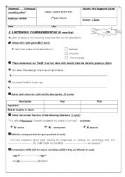 English Worksheet: mid-term test for second year secondary school tunisian students