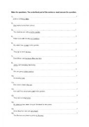 English Worksheet: Making questions exercises