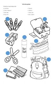 English Worksheet: school objects