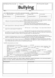 English Worksheet: Bullying /school violence