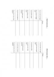 English Worksheet: Find someone who - crafts and clothes