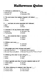English Worksheet: Halloween Quizz