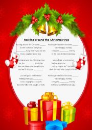 English Worksheet: Rocking around the Christmas tree missing words