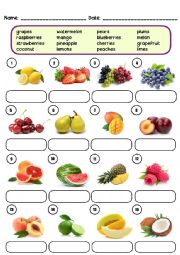 English Worksheet: Fruits vocabulary