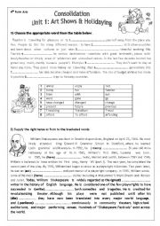 English Worksheet: Unit 1 Consolidation (4th form Arts)