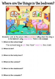 English Worksheet: In the Bedroom