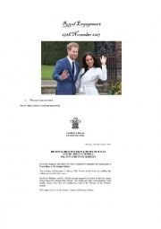 English Worksheet: Royal Engagement (Prince Harry and Meghan Markle)