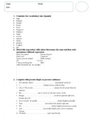 English Worksheet: Present simple vs present continuous exam + reading + writing comprehension 