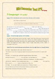 English Worksheet: Mid-Sem-Test N2 8th forms