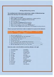 English Worksheet: Writing and speaking hand-out