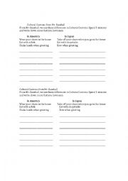 English Worksheet: Mr. Baseball movie- Cultural Differences