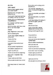 English Worksheet: All of Me - John Legend