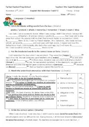 English Worksheet: mid-semester 1 test2