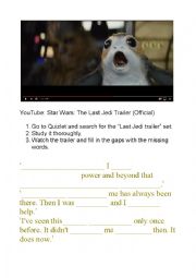 English Worksheet: Star Wars Last Jedi trailer listening