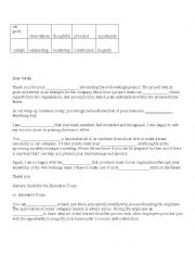 English Worksheet: How to write Thank You Letter exercize 