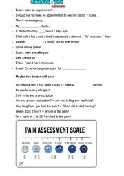 English Worksheet: Functional Language - a visit to the doctor