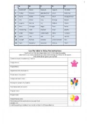 English Worksheet: Tables of Fun