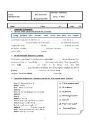 English Worksheet: mid-semester test 2  7th form