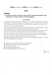 English Worksheet: Test: reading, use of English, reported speech, writing