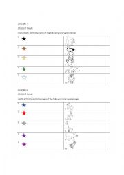 English Worksheet: colors and animals test