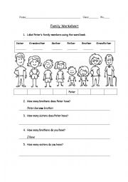 English Worksheet: Family Worksheet