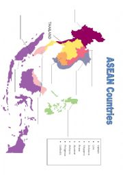 English Worksheet: ASEAN Countries map filling