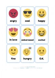 English Worksheet: Feelings Emoji Flashcards