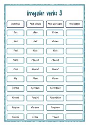English Worksheet: irregular verbs 3