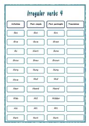 English Worksheet: irregular verbs 4 