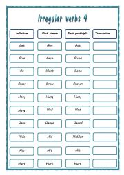 English Worksheet: irregular verbs 4 