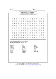 English Worksheet: Irregular Verbs n1 (alphabetical order)