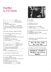 English Worksheet: Hurtful by Erik Hassle