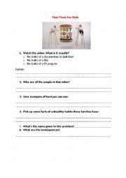 English Worksheet: Fast Food for Kids