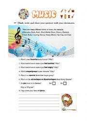 English Worksheet: Music