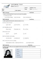 English Worksheet: Listening Test _ Famous People