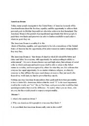 English Worksheet: American dream