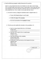 English Worksheet: Grammar Quiz