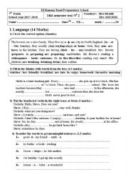 English Worksheet: mid semester test 2