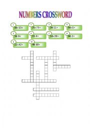 English Worksheet: Nummbers crossword