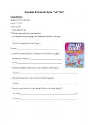 English Worksheet: Georges Marvellous Medicine Finding Evidence  Handout 