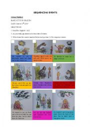 English Worksheet: Georges Marvellous Medicine Ordering Events Handout 