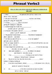 English Worksheet: PHRASAL VERBS 3