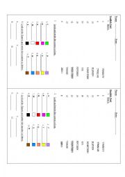 short test on numbers 0-20 and colours